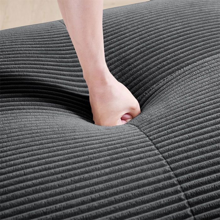DRIPEX Canapé 3 places modulable en velours côtelé,sans montage,accoudoirs ergonomiques,entièrement compressé,Gris