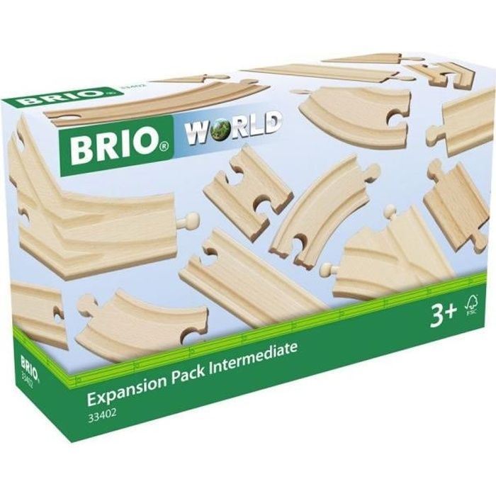 Set de tren de madera de nivel intermedio Evolution con 16 vías - BRIO - 33402 - Set de tren para niños a partir de 3 años.