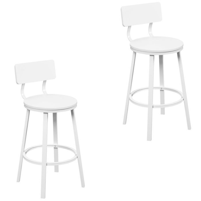Juego de 2 taburetes de bar - Taburete de cocina WOLTU - Metal y MDF - Blanco W0ATT0882-2