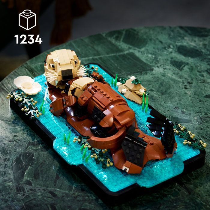 LEGO Ideas 21366 Les Loutres Câlines - Set de Construction Adulte - Maquette d'Animaux