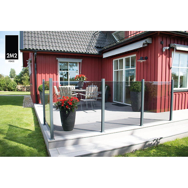 Endpfosten für Glaszaun, Höhe 168 cm, mit Abdeckung