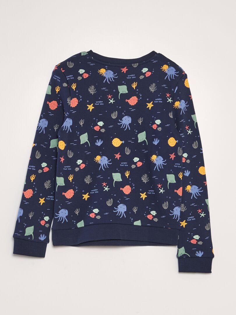Bedrukte French Terry-sweatshirt - BLAUW