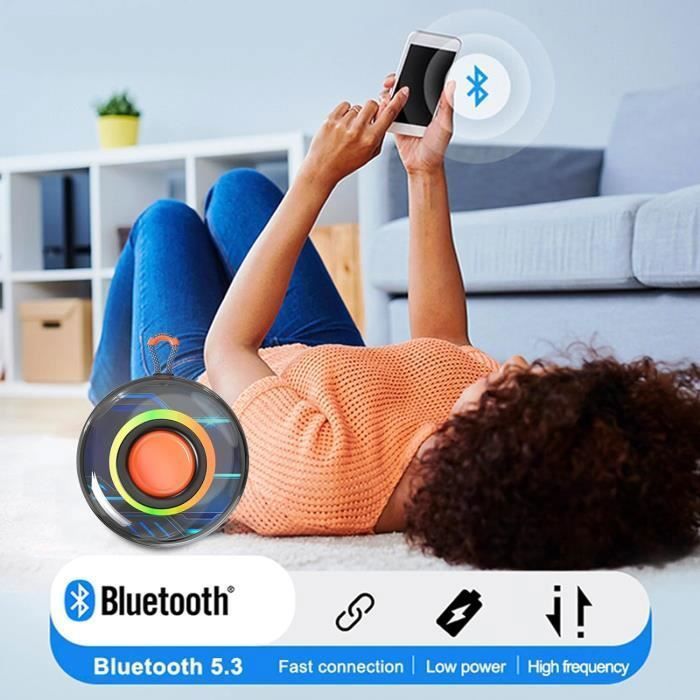 Altavoz Bluetooth, altavoz inalámbrico resistente al agua IPX4 con luz LED para baño.