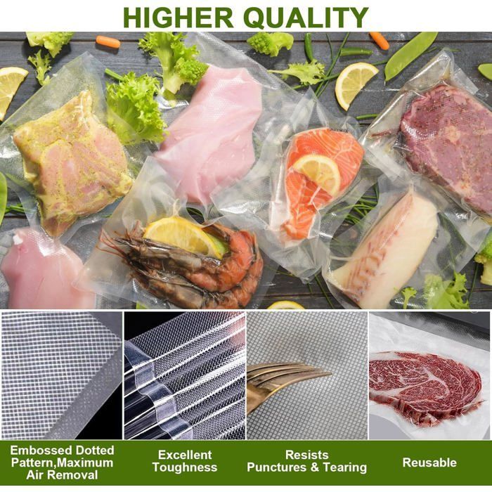 Bolsas para envasar al vacío de alimentos, 4 rollos de película para envasar al vacío de alimentos de 30 x 600 cm, 150 µm, sin BPA, resistente al desgarro [MA285]