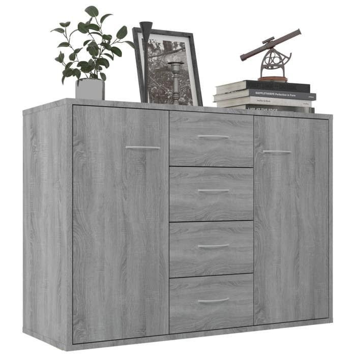 Commode/Buffet contemporain, Sonoma gris, 88x30x65 cm, Bois d'ingénierie LL0000150995