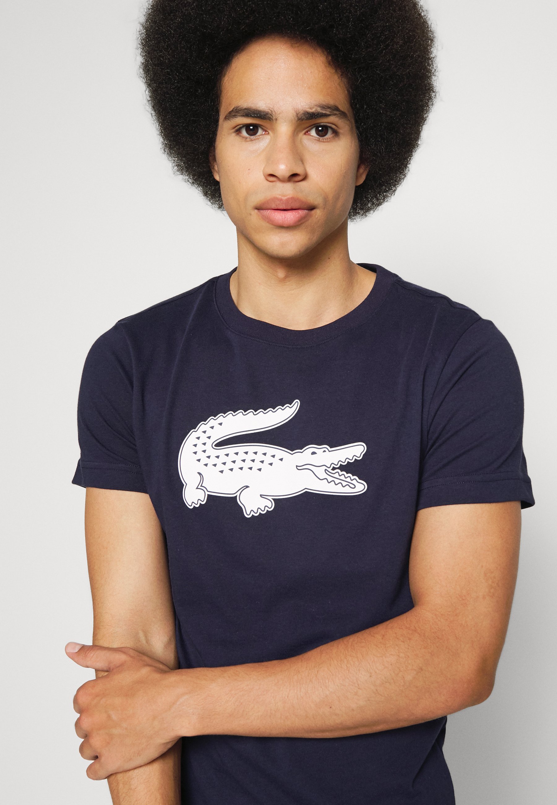 Lacoste Sport BIG LOGO - Tricou sport - bleumarin/alb