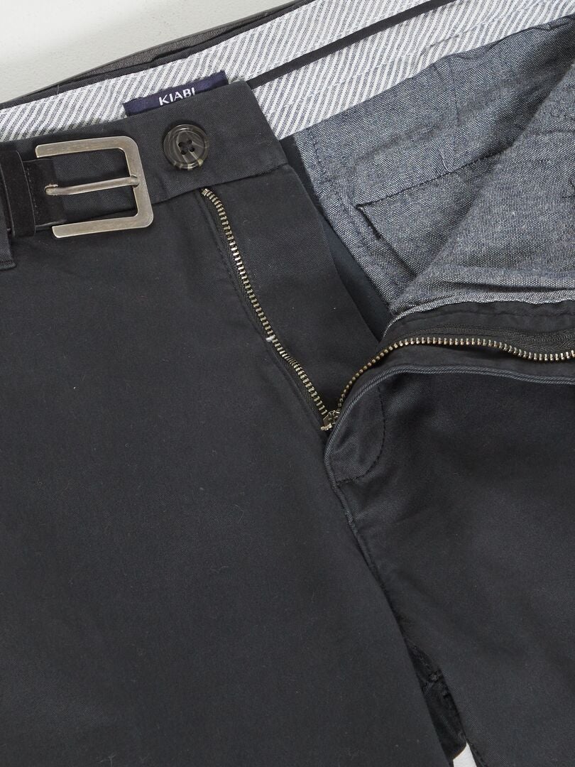 Pantalones chinos ajustados con cinturón - Talla L32 - Negro