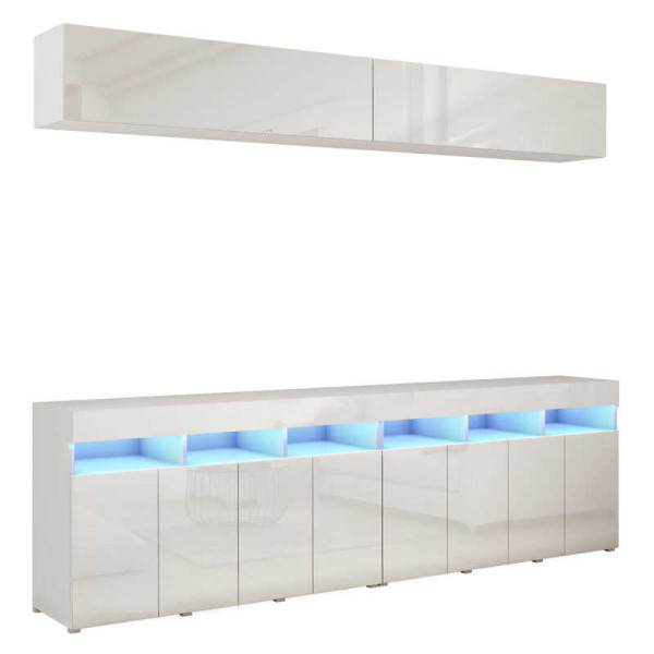 Meblościanka PREMIUM do salonu 280 cm biały połysk