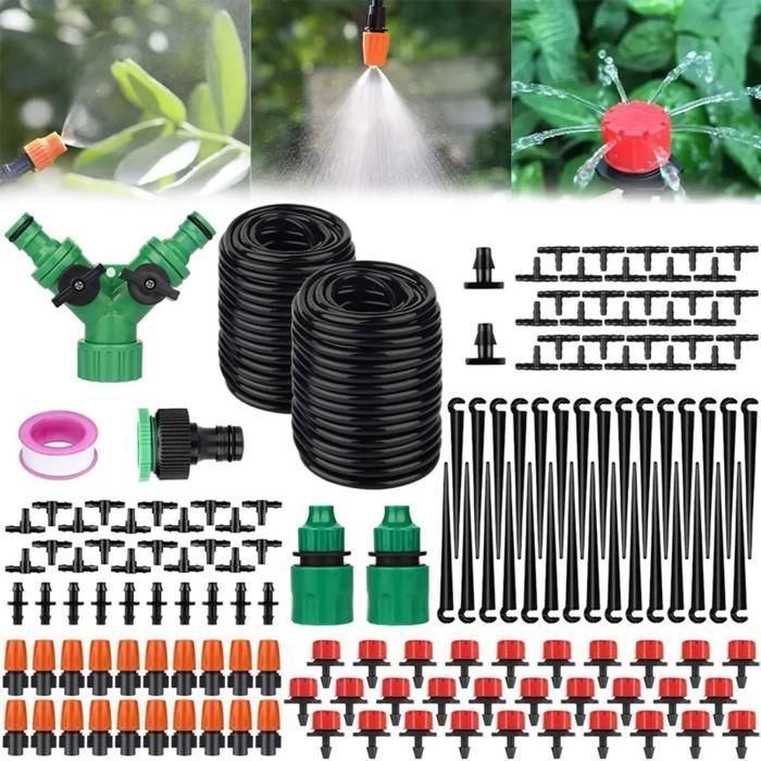 Sistema de riego - ZGEER - 149 - Kit automático - 30 m - Riego por goteo - Negro