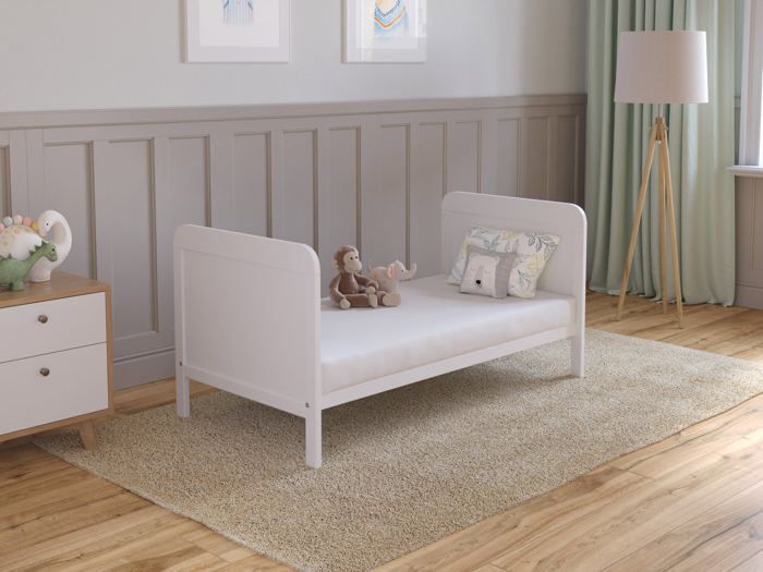 Convertible Baby Cot with Mattress - Complete Baby Cot Set 120x60 cm Wood, White