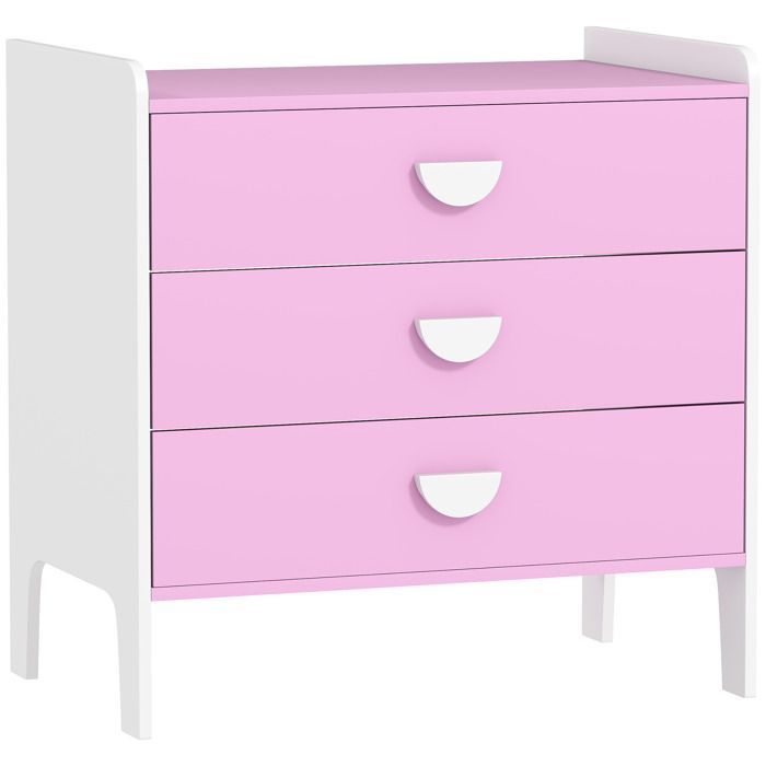 Cómoda infantil - AIYAPLAY - 3 cajones - para dormitorio infantil, guardería, sala de juegos - MDF - 60 x 40 x 60 cm - rosa