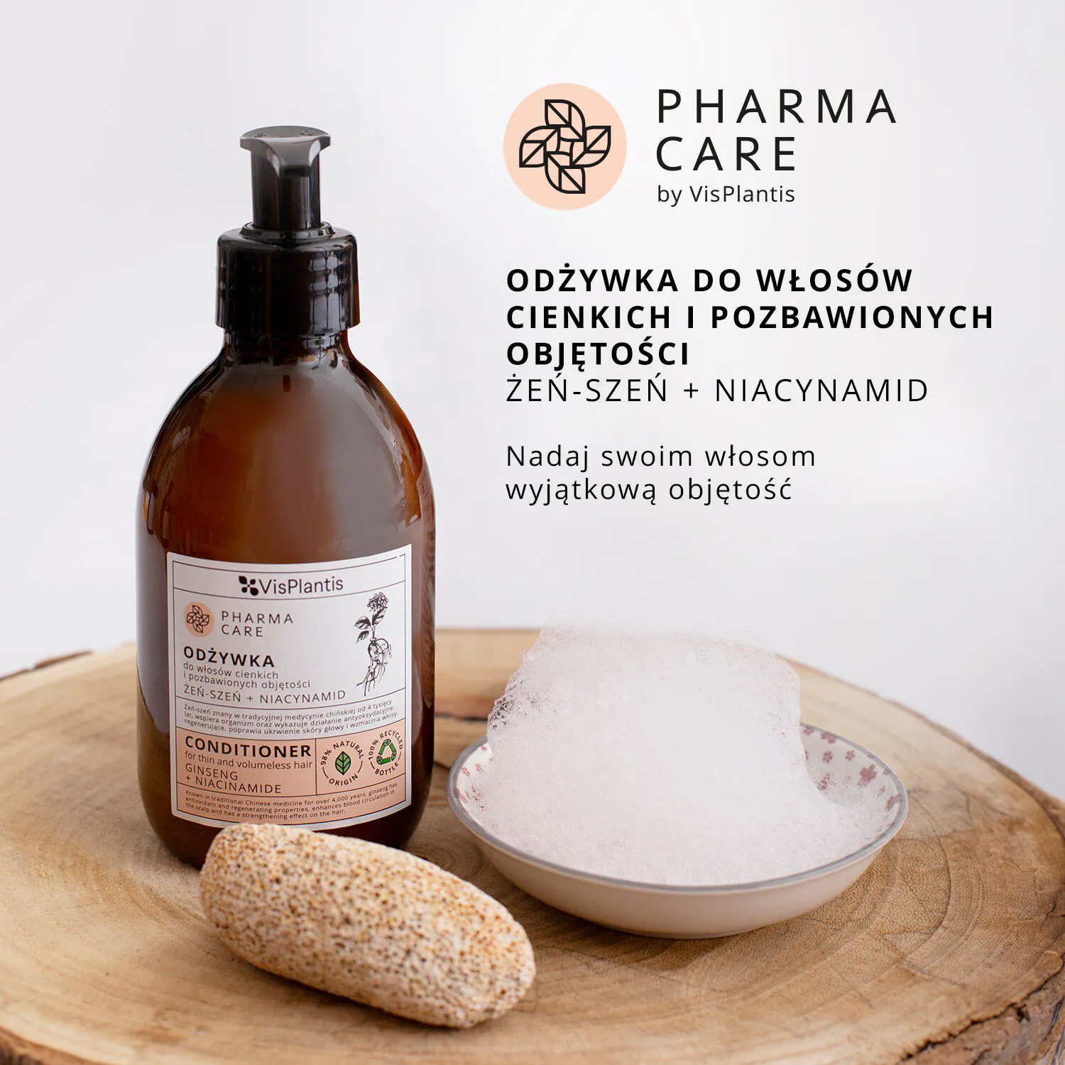 Vis Plantis PharmaCare Odżywka do włosów cienkich i pozbawionych objętości żeń-szeń+niacynamid