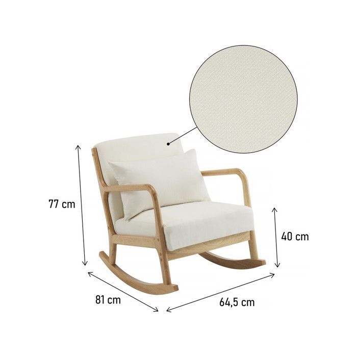 Schommelstoel in Scandinavische stijl van bouclé en hout 