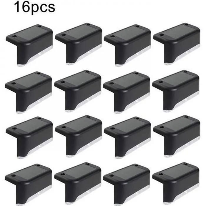Lampe solaire LED pour terrasse - Matériau ABS - Étanchéité IP65 - 16 LED - Éclairage d'escalier solaire - Usage extérieur