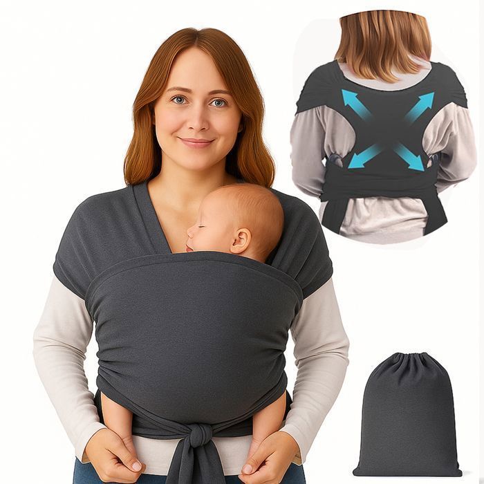 Porte Bebe Echarpe,Echarpe Porte-Bebe Ergonomique,Facile à Enfiler, Réglable,Unisexe,Pour Bébés Jusqu'à 20 Kg (Gris Foncé)