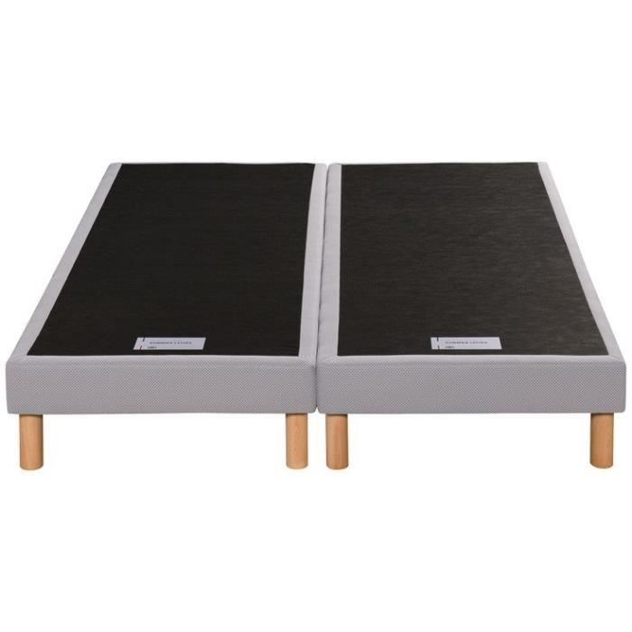 Sommier à lattes 90 x 190 SIMMONS - 4 pieds bois - Caisse en bois massif - Lattes fixes en bois 98 mm de largeur -