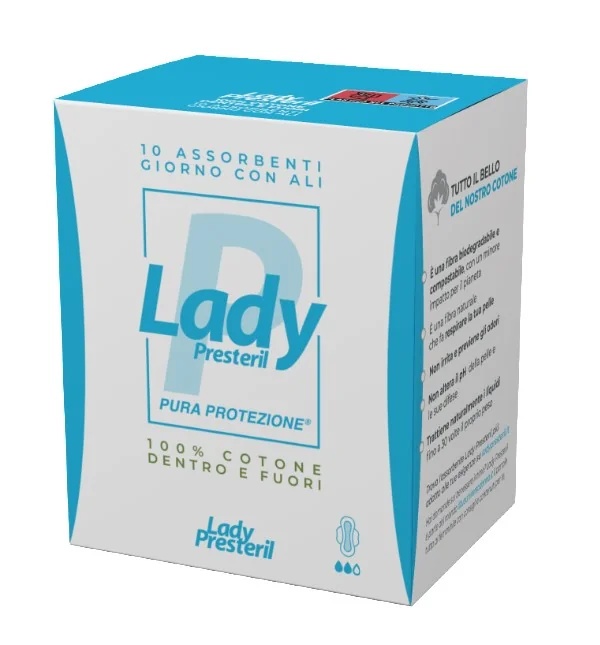 Lady Presteril katoenen maandverband met vleugels, 10 stuks