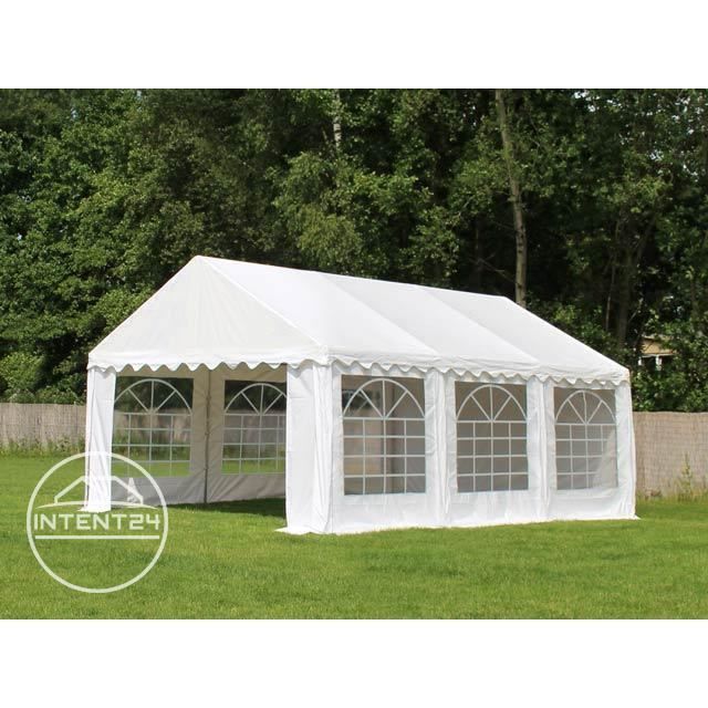 Tonnelle Toolport Tente de réception 4x4 m PVC env. 500g/m² vert blanc imperméable