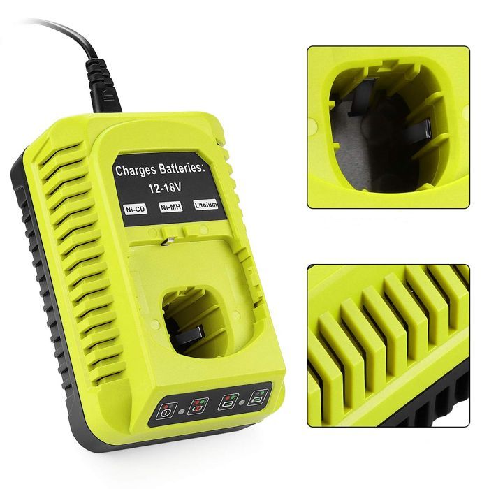Cargador universal Ryobi - 12V-18V - Carga rápida - 3A - Múltiples protecciones
