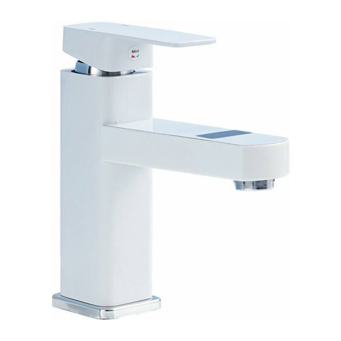 Grifo mezclador de lavabo de latón puro, grifo de baño con aireador, grifo mezclador de lavabo, acabado cromado-blanco.
