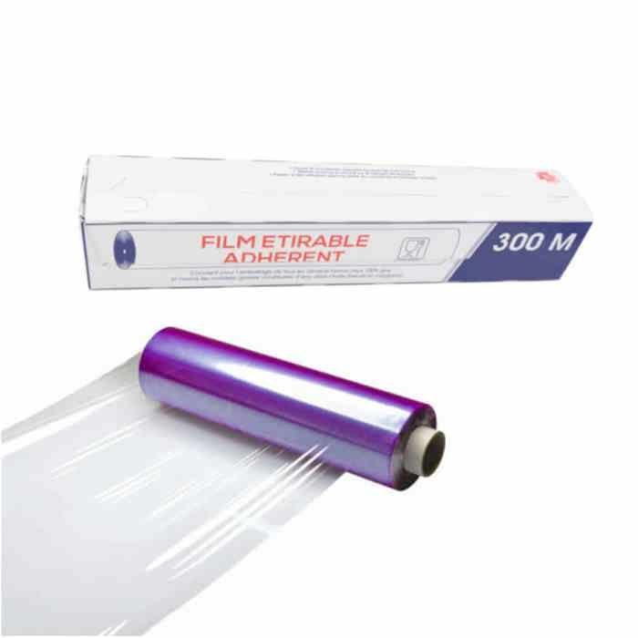 Rouleau de Film Etirable Alimentaire Transparent 45cm x 300M avec Boîte Distributrice - D-Work