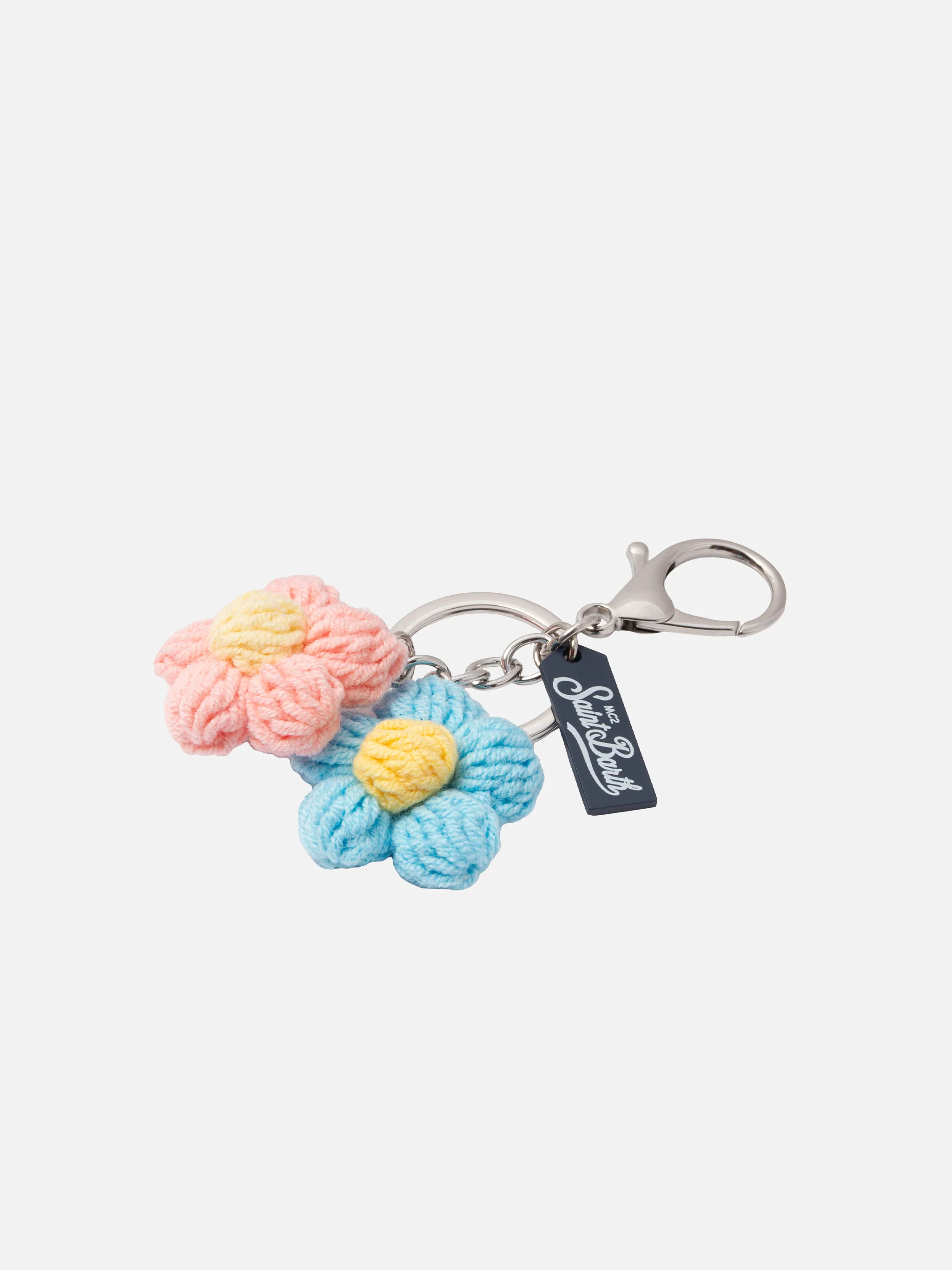 Portachiavi Keyring con charm fiore all'uncinetto
