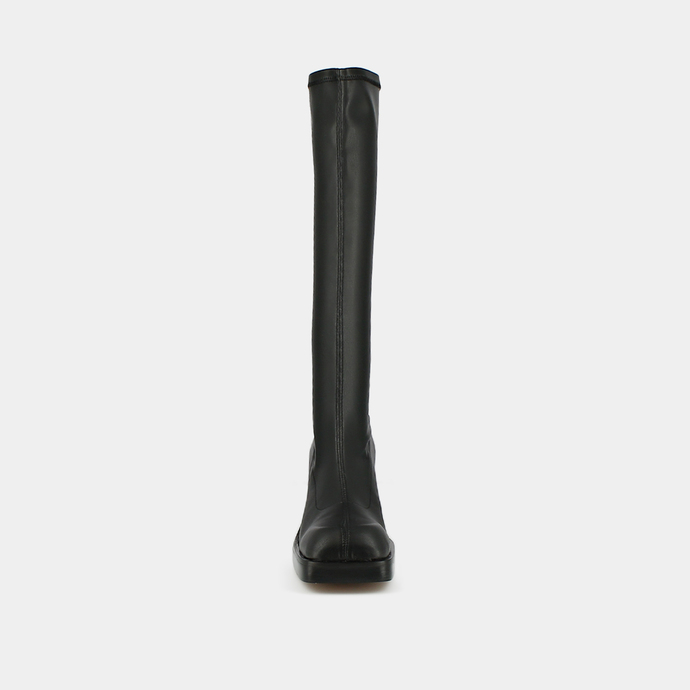 Bottes hautes à bouts carrés  en synthétique noir