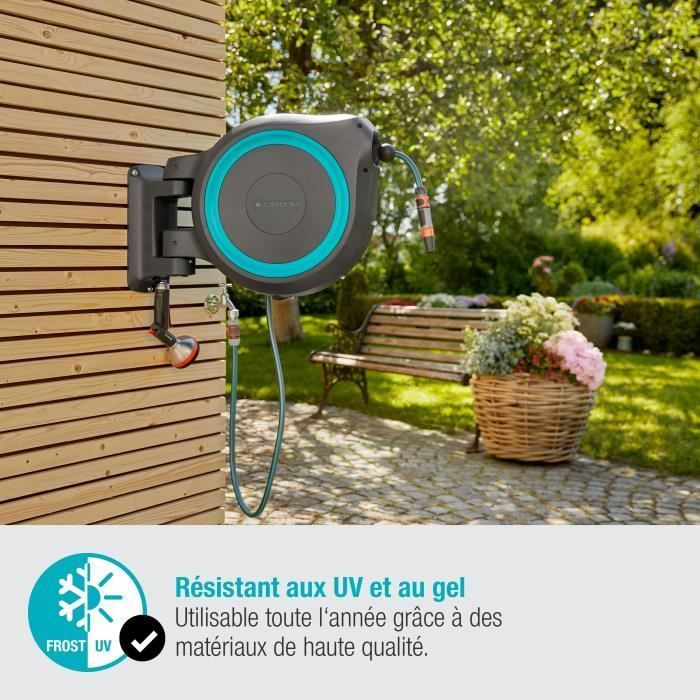 Dévidoir automatique mural RollUp XL GARDENA - Longueur 35m - Ø13mm - Kit complet - Garantie 5 ans