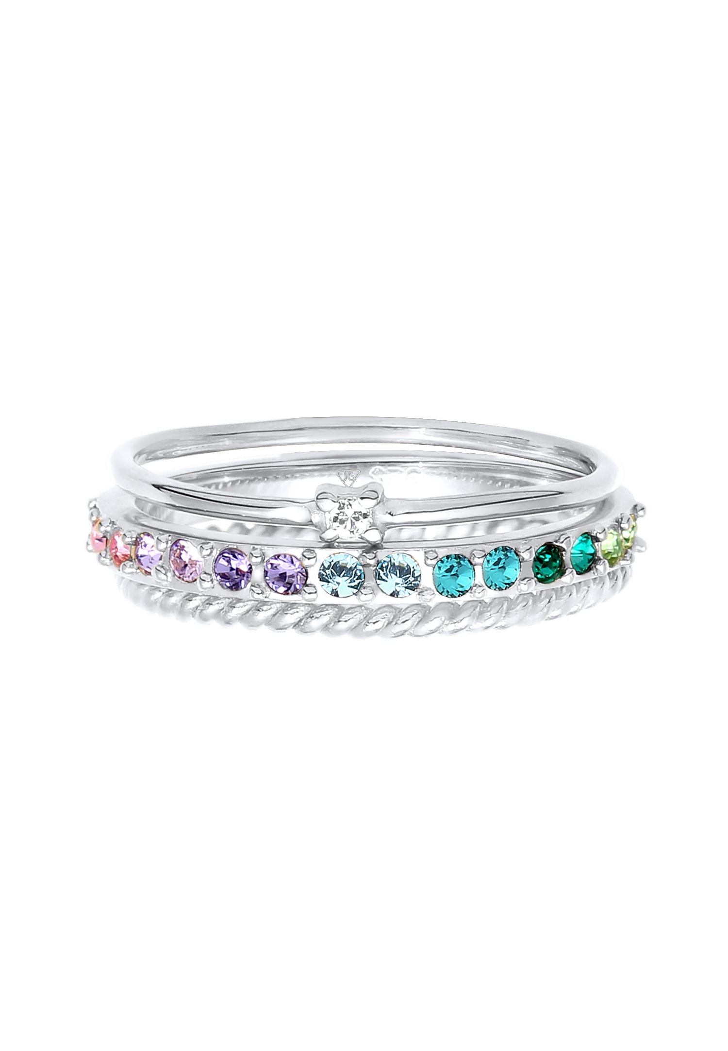 Elli Femmes Set Multi-Color étincelant avec cristaux Multicolore en argent sterling 925 plaqué or