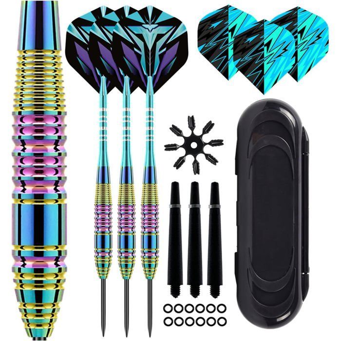 Professional Soft Tip Darts, Purple, 24g, 165mm, Aluminum, 3 Pieces with Carrying Case, for Target