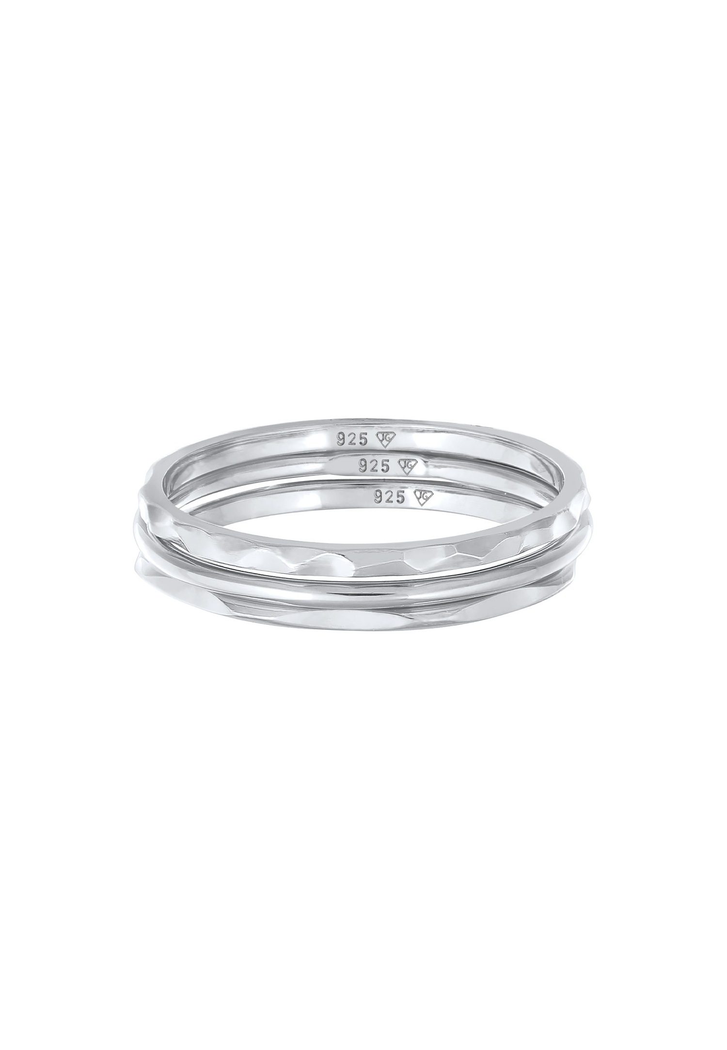 Elli Femmes Basique Empilement Set de 3 en Argent Sterling 925