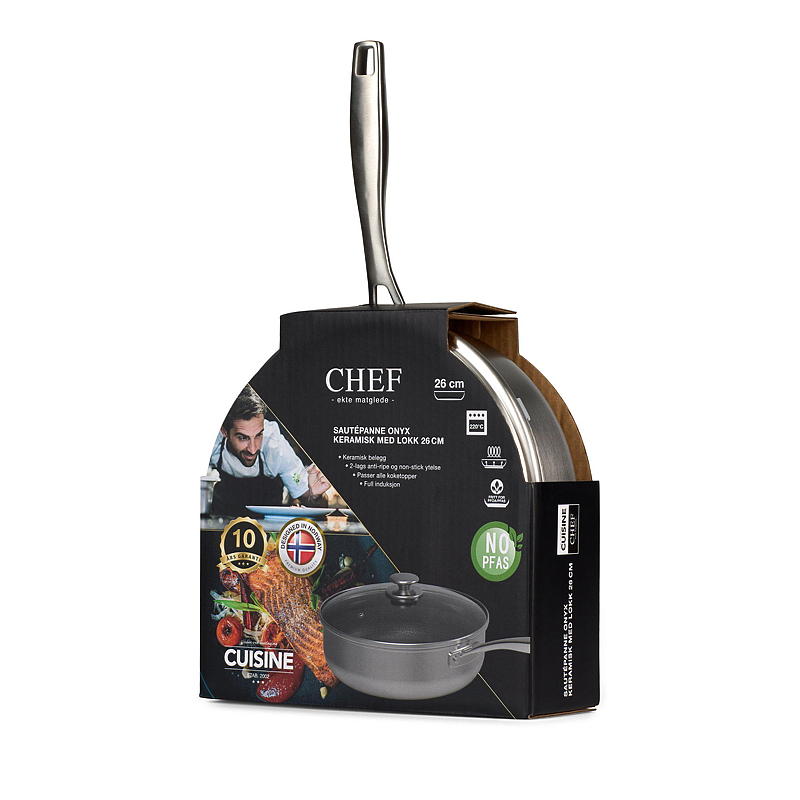 Cuisine Chef stekepanne ø 26 cm med lokk Onyx keramikk Cuisine