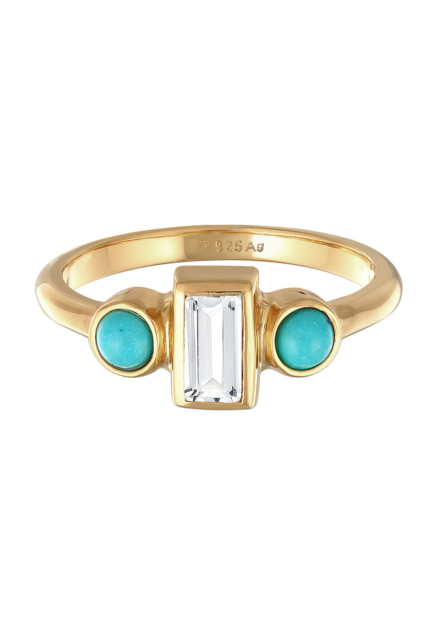 Elli PREMIUM Elli PREMIUM Bague Femmes fiançailles Vintage étincelante avec topaze et howlite en argent sterling 925 rhodié