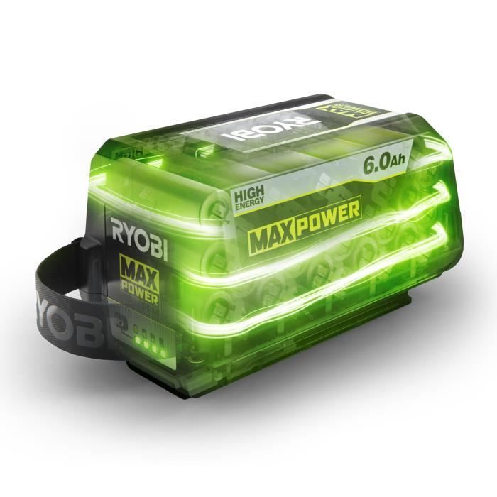 RYOBI - 1 x Bateria de lítio+ de alta energia MAXPOWER 6.0 Ah 36V - Gerenciamento individual de carga/descarga das células - RY36B60B