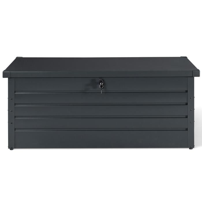 IDMARKET Afsluitbare metalen opbergbox, antracietgrijs, voor de tuin, 600 liter, 165x70x63 cm