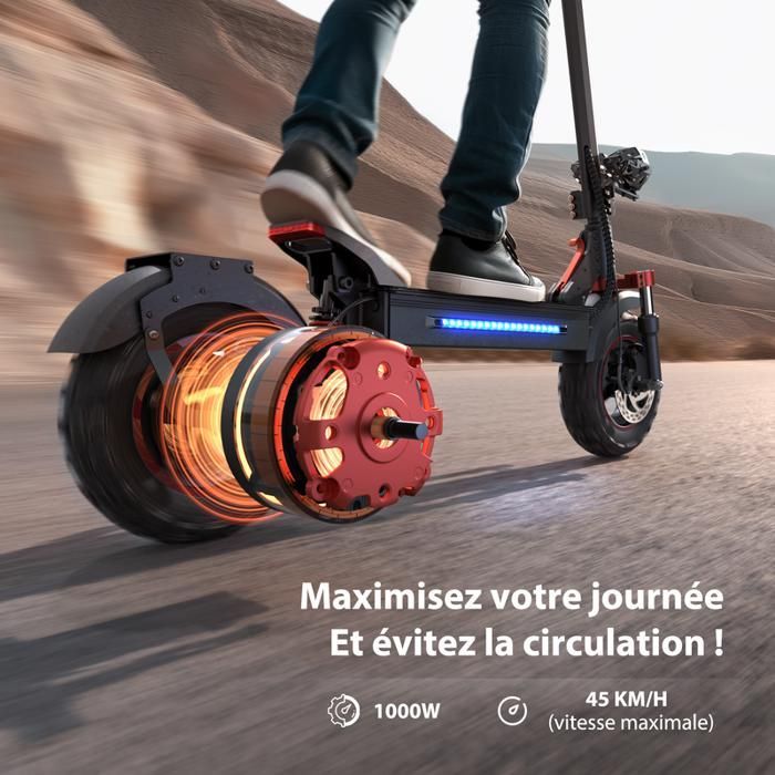 Trottinette Electrique Pliable ISCOOTER iX5S pour Adulte, Autonomie 60KM, Moteur 1000W, Batterie 15Ah, Pneus 11