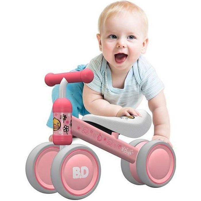 SWAREY Bicicletta per bambini di 1 anno, moto giocattolo cavalcabile per bambini dai 10 ai 18 mesi, veicolo senza pedali, anatra rosa
