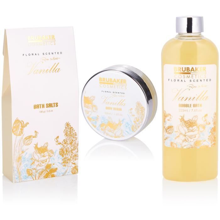 BRUBAKER Cosmetics Coffret de bain & douche - 7 pcs. - dans une baignoire décorative - Idée cadeau - Vanille