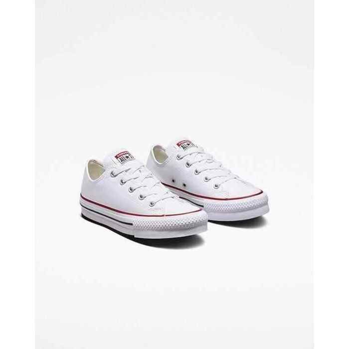 Converse Ctas Platfo Ox - Baskets basses fille blanc en canvas à lacets