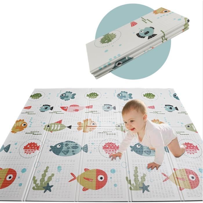 Tapete de atividades reversível para bebês TOP, 2 x 1,8 m, dobrável, impermeável e dupla face.