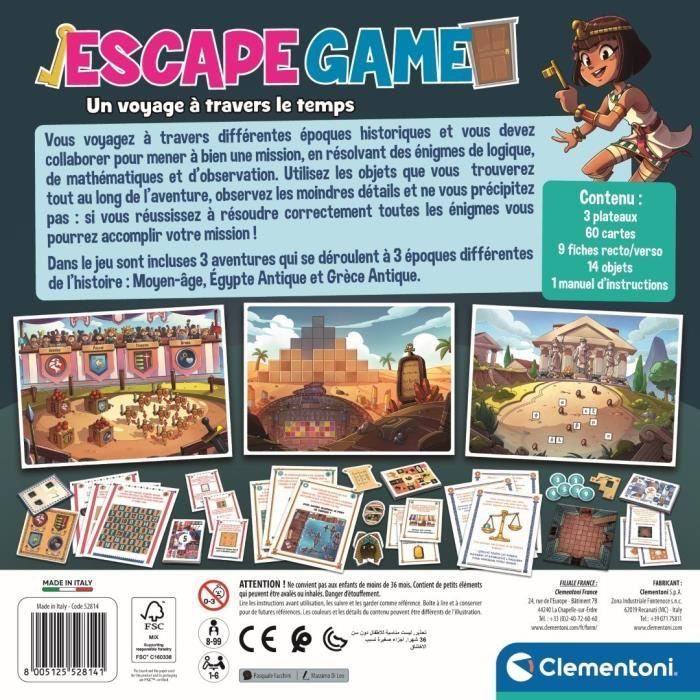 Clementoni - Time Travel Escape Game - 3 adventures - Ages 8+
