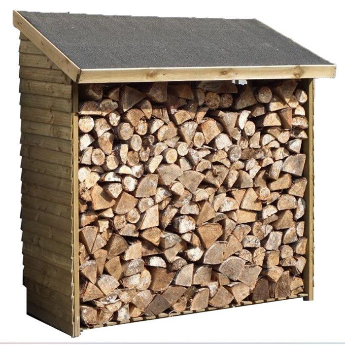 Caseta de almacenamiento de madera tratada a presión, de montaje en pared - 2 metros cúbicos - 188 x 86-65 x 187-163 cm - Madera natural