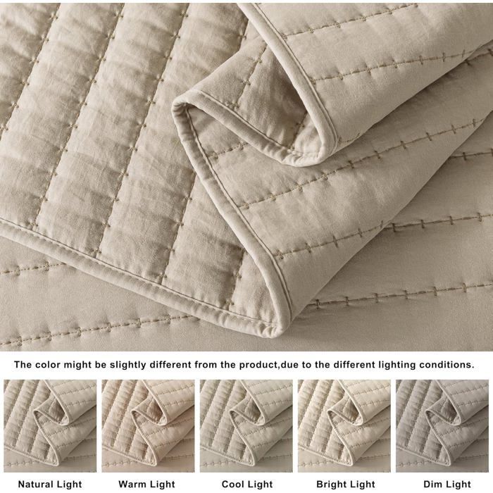 Colcha acolchada para 2 personas 300x270 cm - Beige - Certificación Oeko-TEX