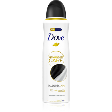 „Dove Advanced Care Invisible Dry“ 72 val. purškiamas dezodorantas su sustiprinta apsauga, 200 ml, 200 ml
