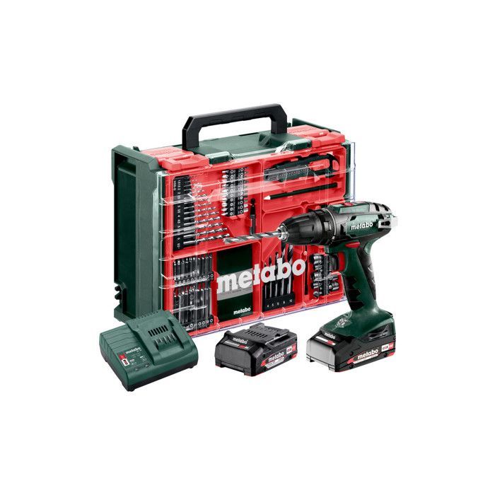 Trapano/avvitatore a batteria 18V BS18 - METABO - con 2 batterie da 18V 2.0 Ah - Caricabatterie e valigetta accessori - 602207710