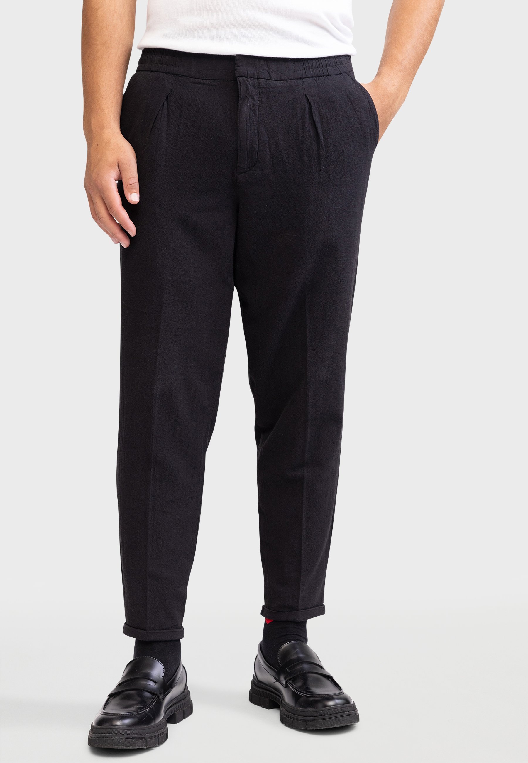 Redefined Rebel JOHNNY CROPPED SLIM FIT - Broek - zwart