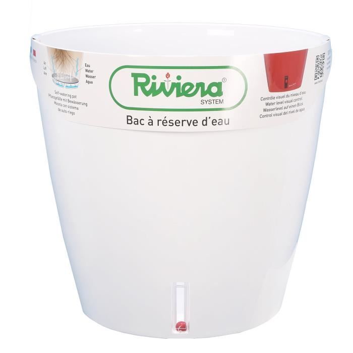Maceta redonda - RIVIERA - Eva New - Plástico - Ø 30 x H 27,5 cm - 14,5 L - Blanca