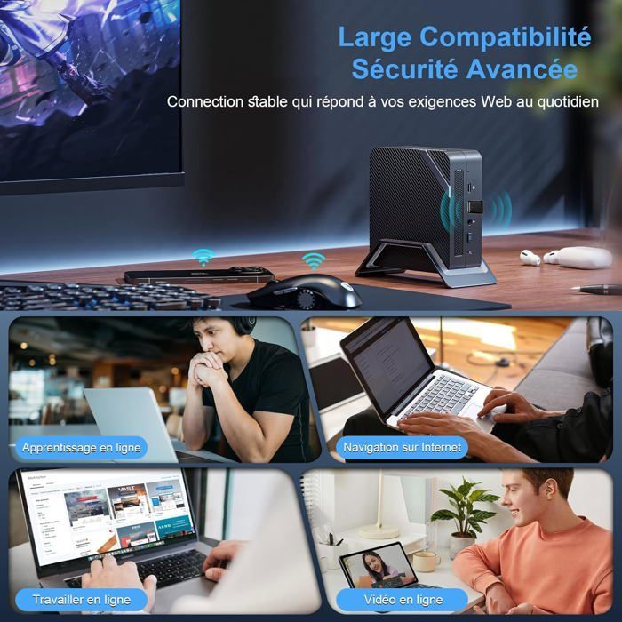 Adaptador WiFi USB para PC, potente adaptador WiFi nano de doble banda 5G/2.4GHz, dongle WiFi USB AC650 Mbps, WPA3, MU-MIMO