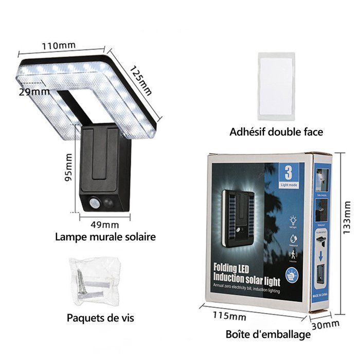 2 apliques solares de pared, resistentes al agua IP45, 3 modos, sensor de movimiento de 180°, iluminación exterior para jardín/patio.