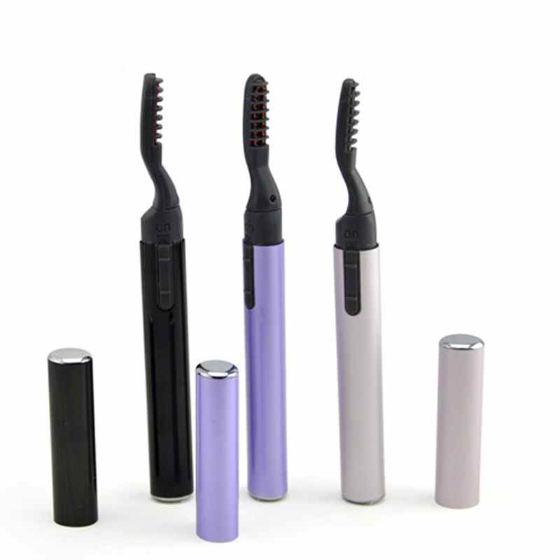 Rizador de pestañas eléctrico portátil con calefacción, calentamiento rápido, rizador de pestañas natural, morado, maquillaje de larga duración, herramienta de belleza para ojos.